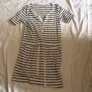 JCrew Factory Navy and White Striped Dress